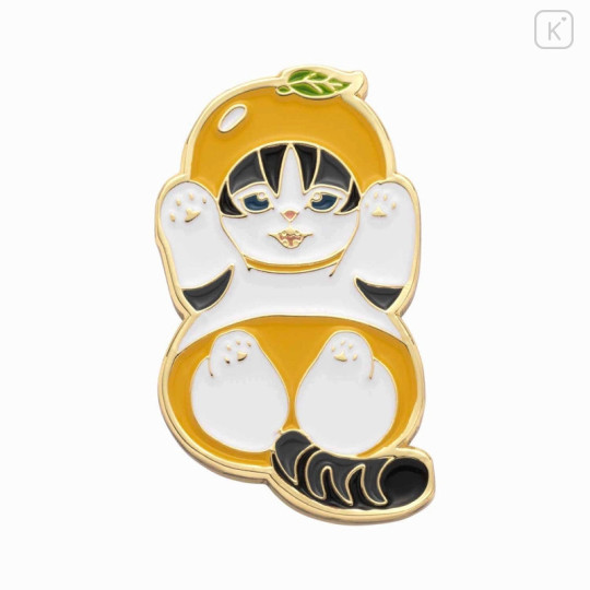 Japan Mofusand Mofumofu Marche Pin Badge - Fruit Cat / Orange - 1