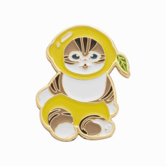 Japan Mofusand Mofumofu Marche Pin Badge - Fruit Cat / Lemon