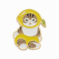 Japan Mofusand Mofumofu Marche Pin Badge - Cat / Lemon - 1