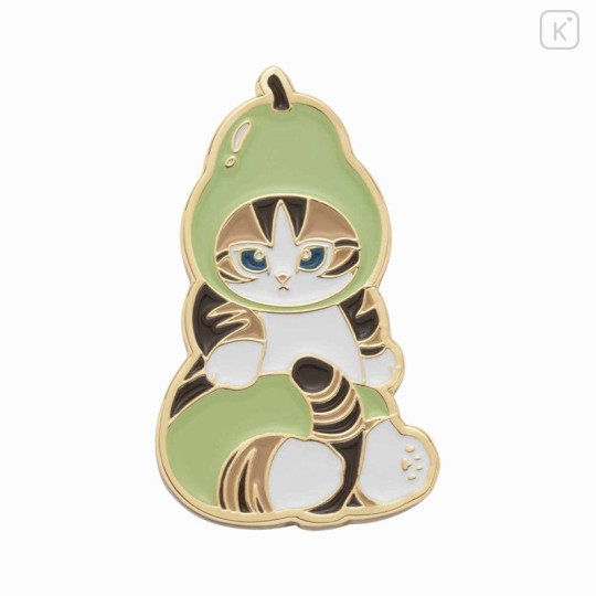 Japan Mofusand Mofumofu Marche Pin Badge - Cat / Pear - 1