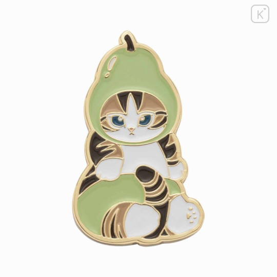 Japan Mofusand Mofumofu Marche Pin Badge - Fruit Cat / Pear - 1