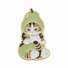 Japan Mofusand Mofumofu Marche Pin Badge - Cat / Pear