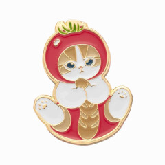 Japan Mofusand Mofumofu Marche Pin Badge - Vegetable Cat / Tomato