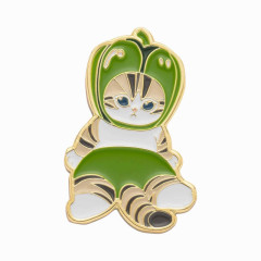 Japan Mofusand Mofumofu Marche Pin Badge - Cat / Green Pepper