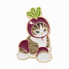 Japan Mofusand Mofumofu Marche Pin Badge - Cat / Radish