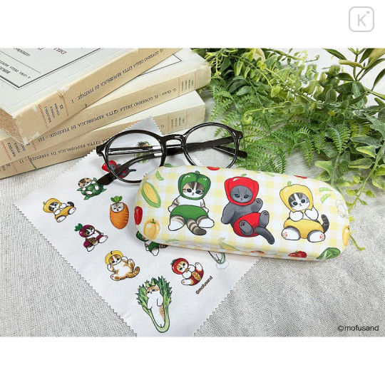 Japan Mofusand Mofumofu Marche Glasses Case with Cloth - Vegetable Cat - 2