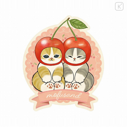 Japan Mofusand Mofumofu Marche Big Vinyl Sticker - Fruit Cat / Cherry Nyan - 1