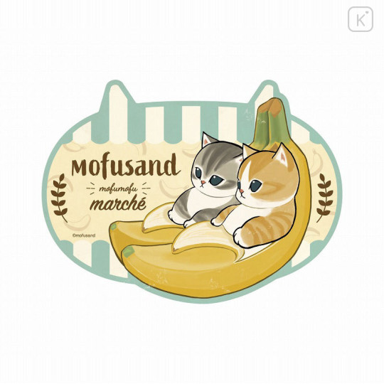 Japan Mofusand Mofumofu Marche Big Vinyl Sticker - Fruit Cat / Banana Nyan - 1