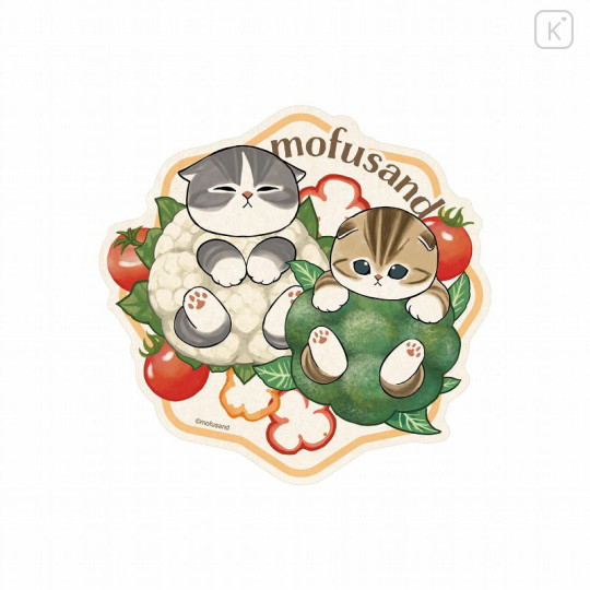 Japan Mofusand Mofumofu Marche Big Vinyl Sticker - Vegetable Cat / Broccoli Nyan - 1