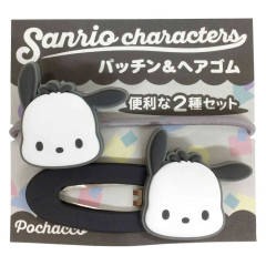 Japan Sanrio Hair Clip & Hair Tie - Pochacco / Smile
