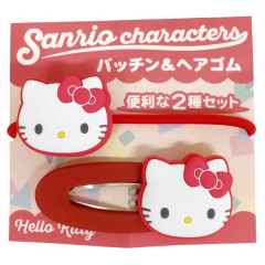 Japan Sanrio Hair Clip & Hair Tie - Hello Kitty / Smile