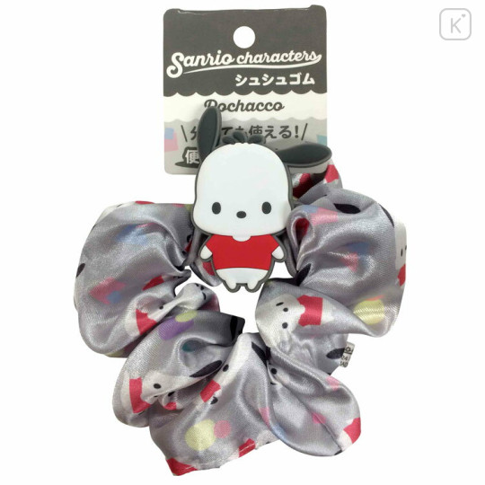 Japan Sanrio Hair Scrunchie & Mascot Tie - Pochacco / Smile - 1