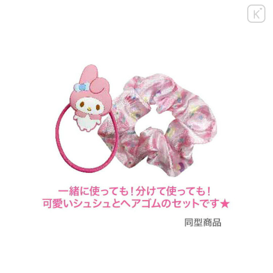 Japan Sanrio Hair Scrunchie & Mascot Tie - Pochacco / Smile - 3