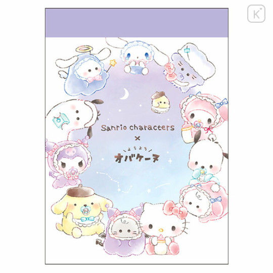 Japan Sanrio × Obakenu Mini Notepad - Characters / Toddler Baby / Night - 1