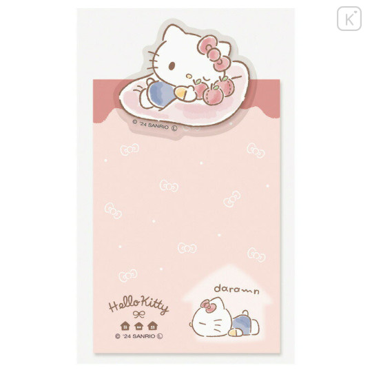 Japan Sanrio Memo & Acrylic Clip - Hello Kitty / Laid Back Lifestyle - 1
