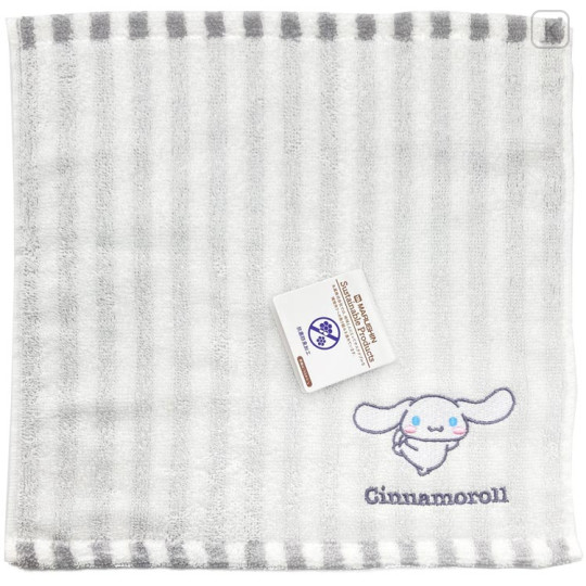 Japan Sanrio Jacquard Embroidered Towel Handkerchief - Cinnamoroll / Grey - 1