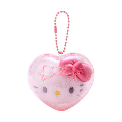 Japan Sanrio Original Mascot Holder in Heart Case - Hello Kitty / Clear and Plump 3D