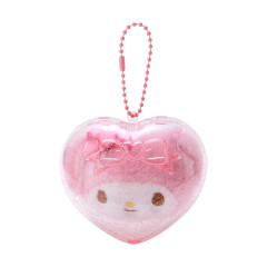 Japan Sanrio Original Mascot Holder in Heart Case - My Melody / Clear and Plump 3D