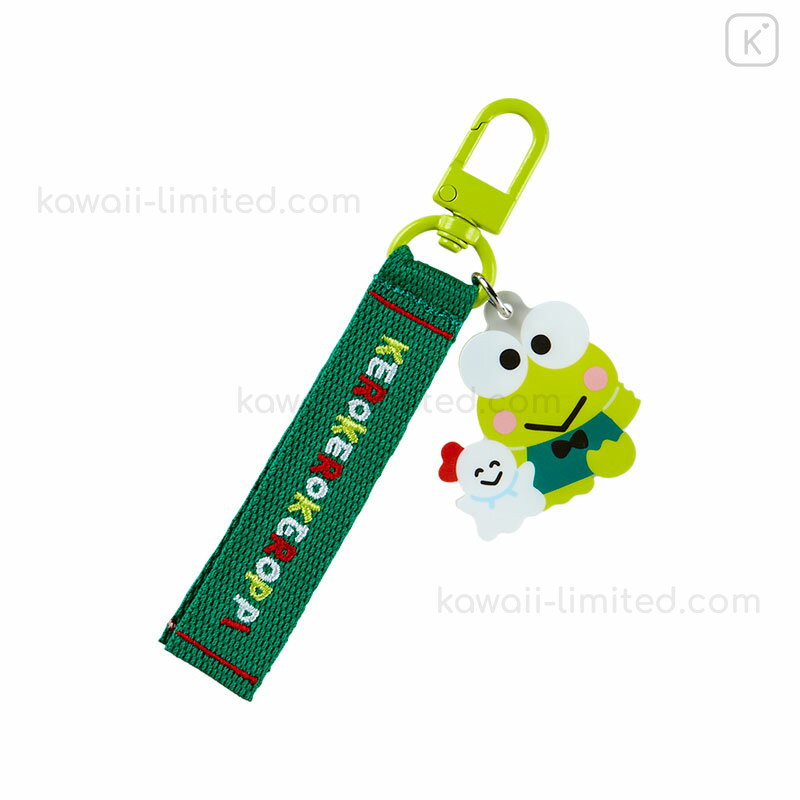 Japan Sanrio Original Logo Embroidered Tag Key Holder - Keroppi