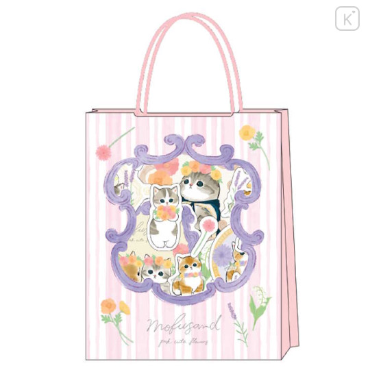 Japan Mofusand Sticker & Mini Paper Bag - Cat / Flora Pink - 1