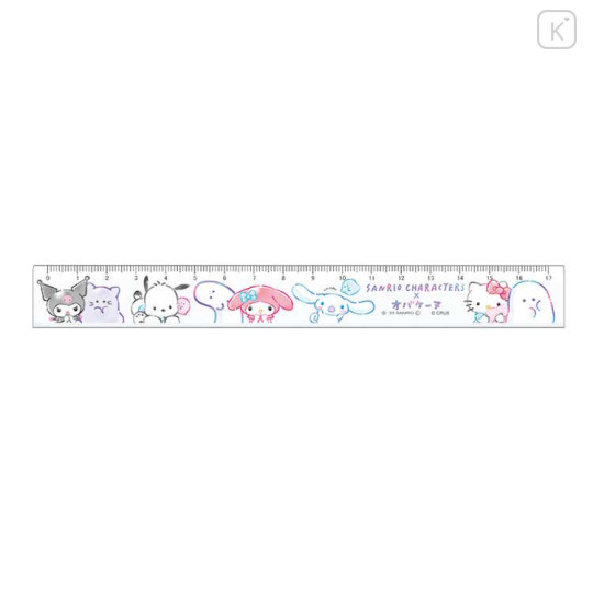 Japan Sanrio × Obakenu 17cm Ruler - Characters / White - 1