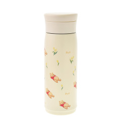 Japan Disney Store Stainless Steel Water Bottle - Pooh / Tulips Chill Life