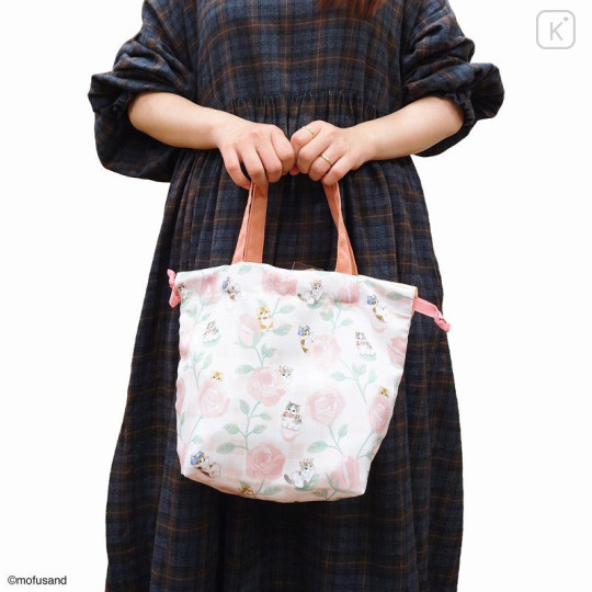 Japan Mofusand Drawstring Petit Bag - Cat / Flora Fairy Pink - 3
