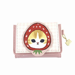 Japan Mofusand Folding Wallet - Fruit Cat / Strawberry Pink