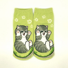 Japan Mofusand Rib Socks - Cat / Melon