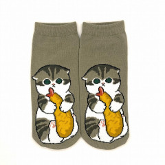 Japan Mofusand Rib Socks - Cat / Fried Shrimp