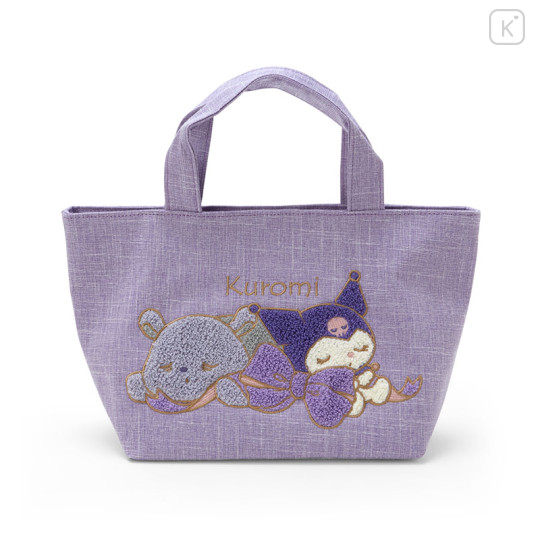 Japan Sanrio Sagara Embroidery Tote Bag - Kuromi - 1
