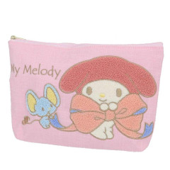 Japan Sanrio Sagara Embroidery Flat Cosmetic Pouch - My Melody