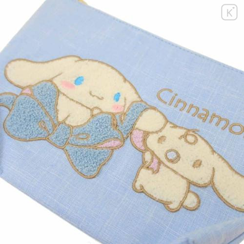 Japan Sanrio Sagara Embroidery Flat Cosmetic Pouch - Cinnamoroll & Milk - 4