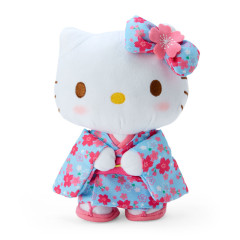 Japan Sanrio Plush Toy - Hello Kitty / Cherry Blossom Kimono Light Blue