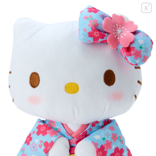 Japan Sanrio Plush Toy - Hello Kitty / Cherry Blossom Kimono Light Blue - 3