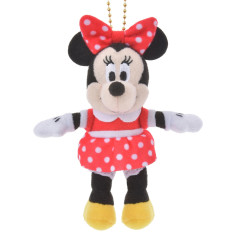 Japan Disney Store Fluffy Plush Keychain - Minnie Mouse / Mini Japan Style