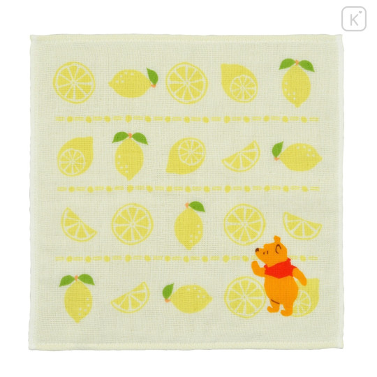 Japan Disney Store Gauze Mini Towel - Pooh / Lemon - 1