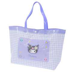 Japan Sanrio Pool Bag Vinyl Tote Bag - Kuromi / Y2k Houndstooth