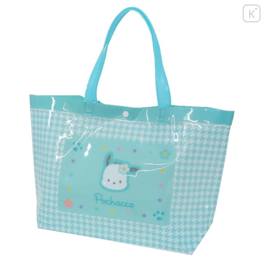 Japan Sanrio Pool Bag Vinyl Tote Bag - Pochacco / Y2k Houndstooth - 1