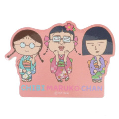 Japan Chibi Maruko-chan Vinyl Sticker - Kimono & Girls Pink