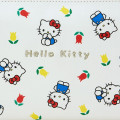 Japan Sanrio 3 Pocket Pouch - Hello Kitty / Flower - 4