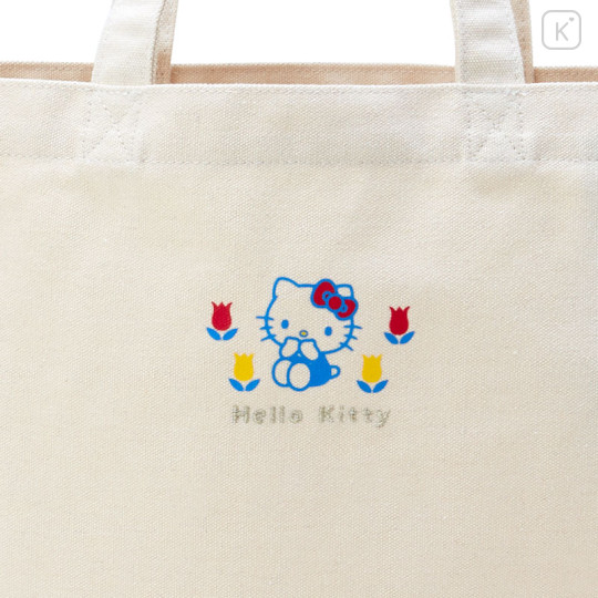 Japan Sanrio A4 Tote Bag - Hello Kitty / Flower - 2