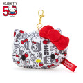 Japan Sanrio Face Pass Case - Hello Kitty 50th Anniversary / Red - 1