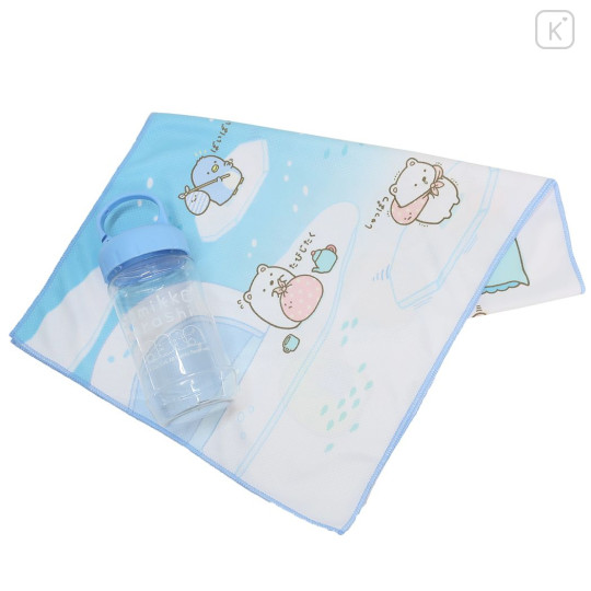 Japan San-X Long Cool Towel & Bottle - Sumikko Gurashi / Shirokuma & Friends In Arctic - 1