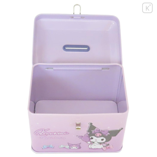 Japan Sanrio Can Piggy Bank with Lock Case - Kuromi - 3