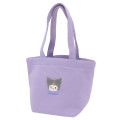 Japan Sanrio Mini Tote Bag - Kuromi / Fluffy Embroidery - 1