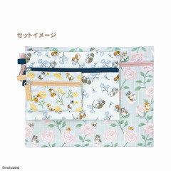 Japan Mofusand Pouch 3pcs Set - Cat / Flower