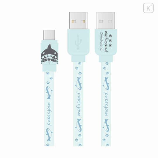 Japan Mofusand USB Type-A to Type-C Sync & Power Cable - Shark Cat : Same Nyan - 1