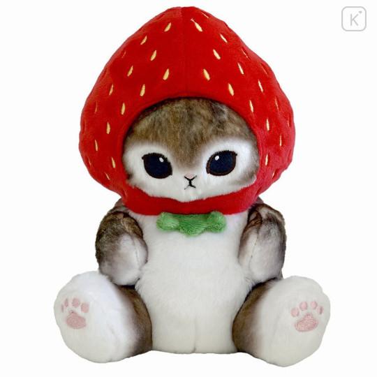 Japan Mofusand Chubby Potetama Plush Toy - Fruit Cat / Ichigo Strawberry Nyan - 1