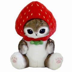 Japan Mofusand Chubby Potetama Plush Toy - Fruit Cat / Ichigo Strawberry Nyan